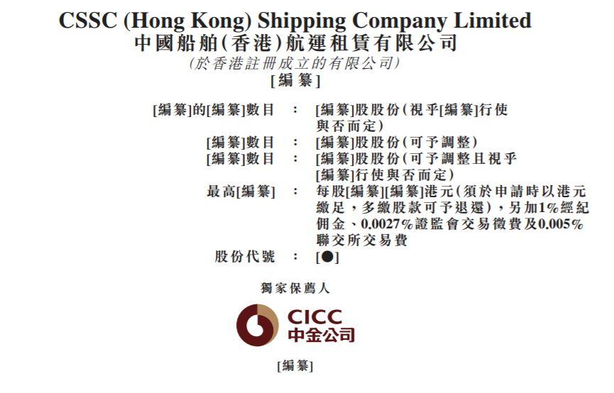 融资租赁企业.香港IPO：中船航运租赁，递交招股书，拟香港主板上市
