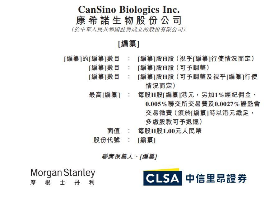 生物科技.香港IPO：康希諾生物，通過港交所聆訊，將是第5家在港上市的生物科技公司