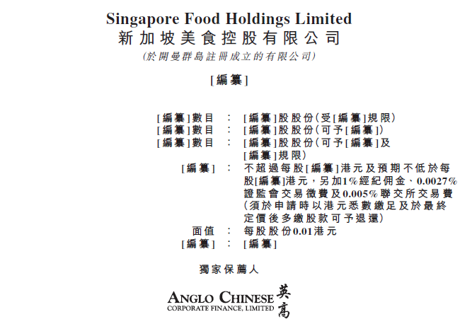 新加坡美食控股(08496.HK)，通过港交所聆讯